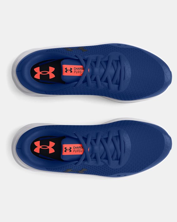 Boys' Grade School UA Charged Pursuit 3 Running Shoes in Blue image number 2